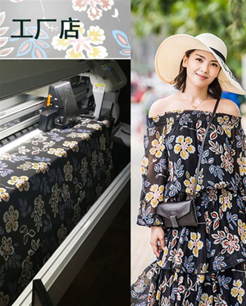 欢乐颂刘涛安迪同款碎花连衣裙面料真丝双绉数码印花 厂家直销